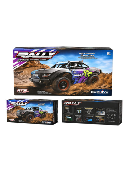 Rally High Speed Vehicle RC Remote Control Track Car 2.4GHz With LED Light , Largest Rubber Wheels, Rechargeable Battery Premium Look (Top speed 20 km/H) 1:18 Scale