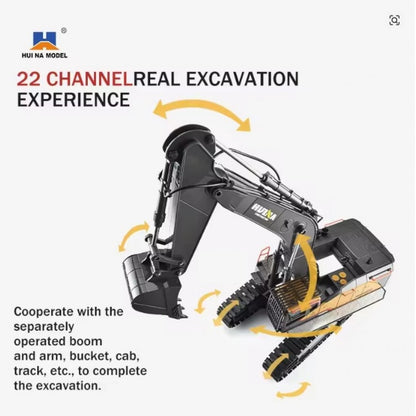 Hui Na Toys Code 1592 RC Remote Control Truck Professional Model With 28 Functions The Cab Can Rotate 680° , 25m Long Range Control 2.4GH Frequency 1:14 Scale