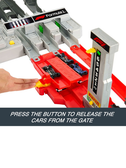 Hot Wheels Race Formula 1 (F1) Grand Prix Circuit Track Set With 3 Die-Cast Cars in 1:64 Scale