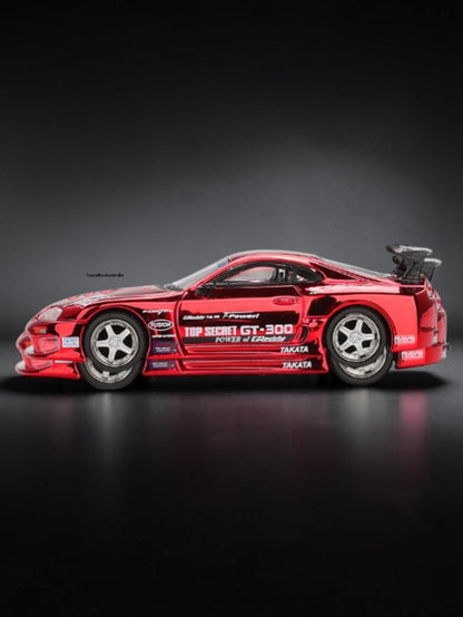 Mini GT #1132: Toyota Supra (A80) Top Secret GT-300 Top Secret Red Chrome Imported 1:64 Scale