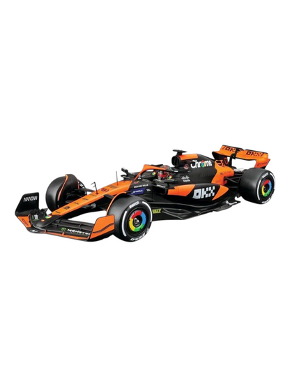 Bburago Formula 1 (F1) Mclaren MCL38 Miami Grand Prix 2024 #81 Oscar Piastri 1:24 Scale (With Acrylic Case)