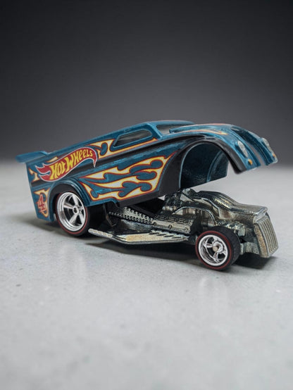 Hotwheels 2016 Collector Edition "Drag Dairy® Die-Cast Car |Premium RLC Vintage Blue Flame Design 1:64 Scale DJH59-D910