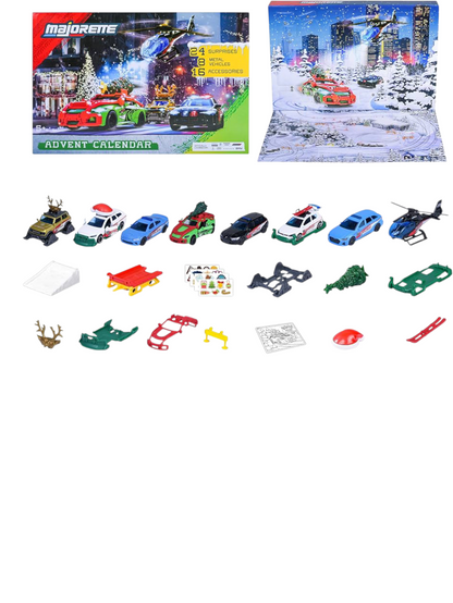 Majorette advent calendar premium 24 surprises ,8 Metal vehicles, 16 accessories 1:64 Scale 8504107000