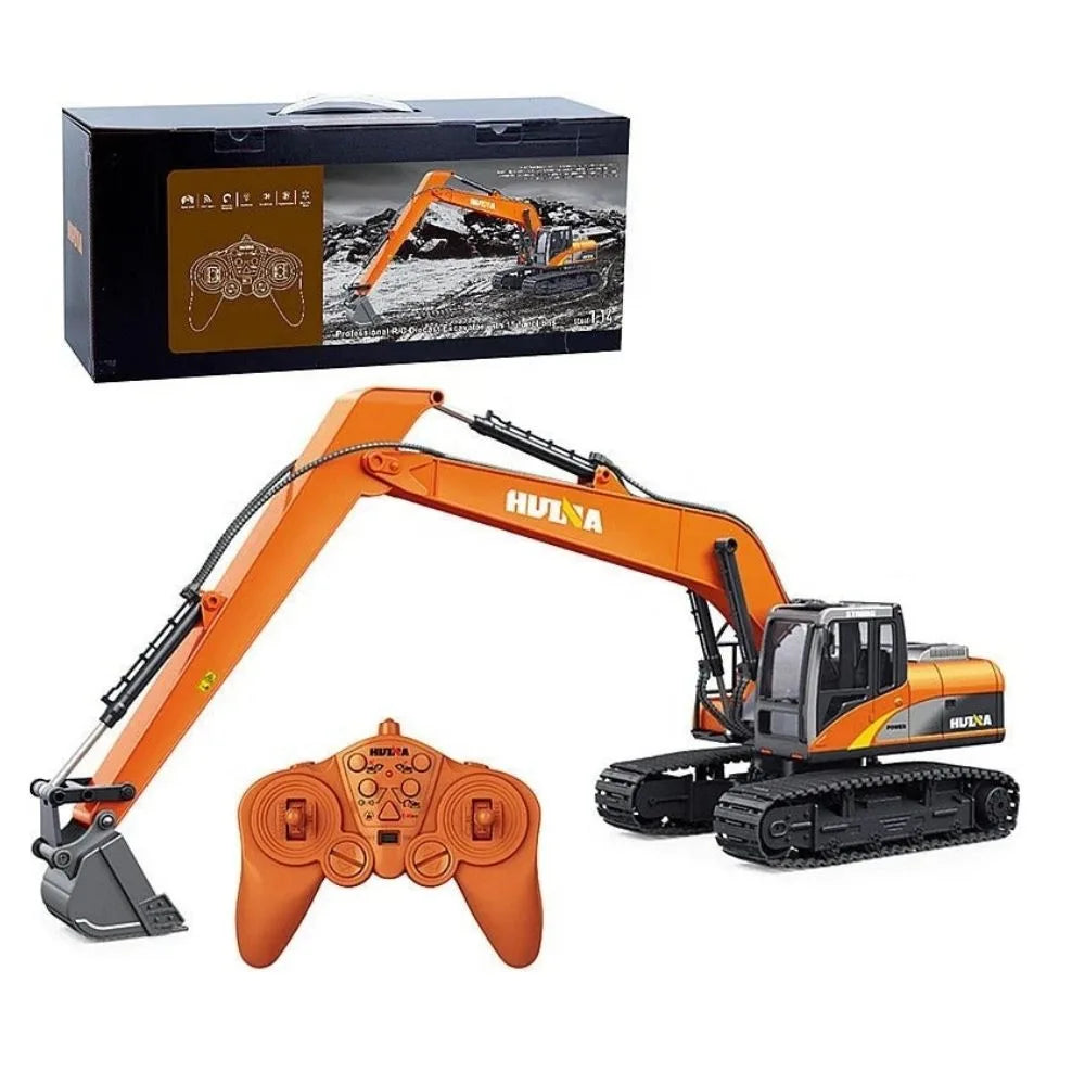 Huina Toys 1551 RC Remote Control Excavator With 15 Functions USB Charging construction machine 360° rotating body 7.4V rechargeable battery Playing Time: Approx. 25–30 minutes Charging Time: Approx. 2–3 hours Up to approx. 3.5 km/h 1:14 scale