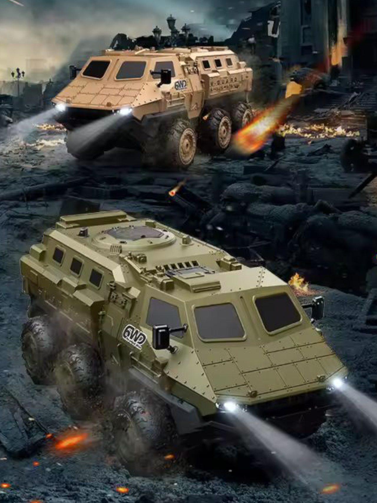 V-Guard Six-Wheel Drive Military Armored Remote Control (RC) Vehicle 1:16 Scale