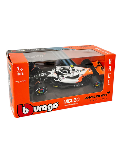 Bburago 1/43 Scale Formula 1 McLaren F1 MCL60 Monaco Grand Prix Collection - #4 Lando Norris