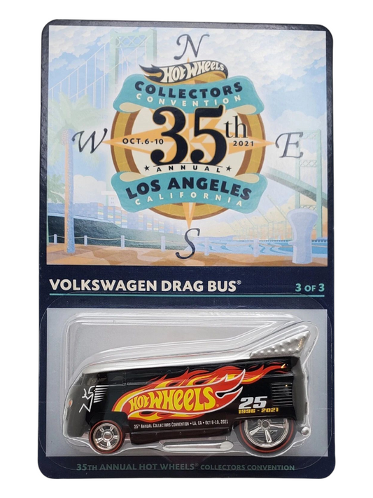 HotWheels 35th Annual Los Angeles California Collectors Convention Volkswagen Drag Bus 1:64 Scale (With Protector)