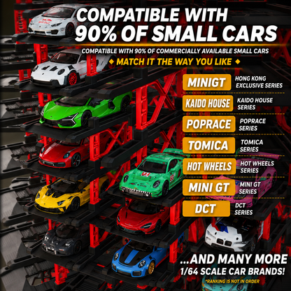Modular Rotating Car Display Building 1:64 Scale | 10 Floors, 12 Parking Spaces Per Floor | Large Capacity Diecast Model Car Display Stand No.CCY-555