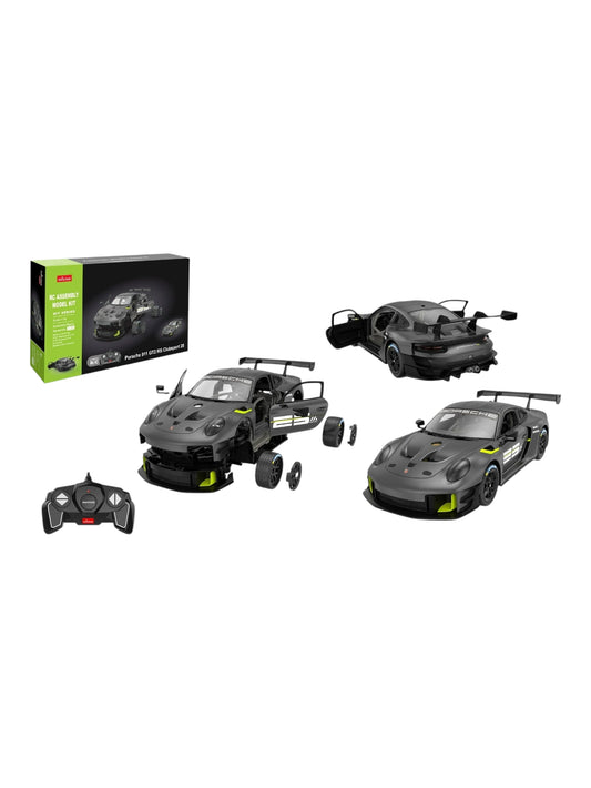 Rastar Rc assembly model kit porsche 911 gt2 rs clubsport 25  remote control assembly plastic model kit (68 pcs& 8 pts radio control 1 pc 3" AA batteries for car & 2" AA batteries for controlar)1:18 scale