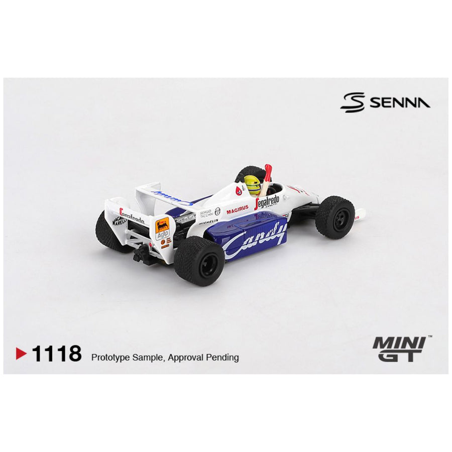 Mini GT #1118: Toleman TG184 #19 Ayrton Senna 1984 Monaco Grand Prix 2nd Place 1:64 Scale