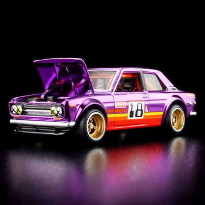 Hotwheels '71 datsun 510 imported premium RLC 1:64 scale with protector
