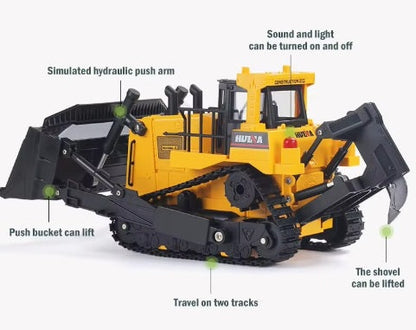 Huina Toys 1554 Remote Control RC Bulldozer Remote Distance 30 - 40 Meters Play Time 20 minutes Charging Time 180 minutes 3.7V 900mAh Rechargeable Battery (Included) 1:16 Scale