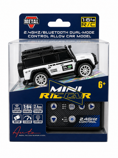1:64 Scale Mini RC Car –Remote Control Alloy Crawler with 2.4GHz & Bluetooth Dual-Mode Control 1:64 Scale