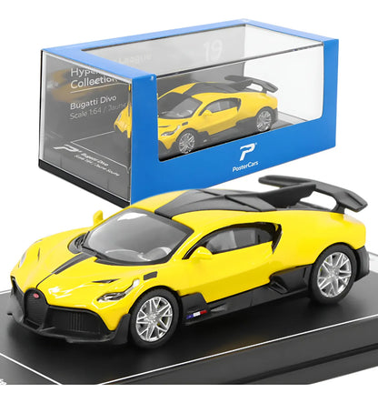 Postercars Hypercar League Collection Bugatti Divo 1:64 Scale / Jaune Soufre ( No 19 )