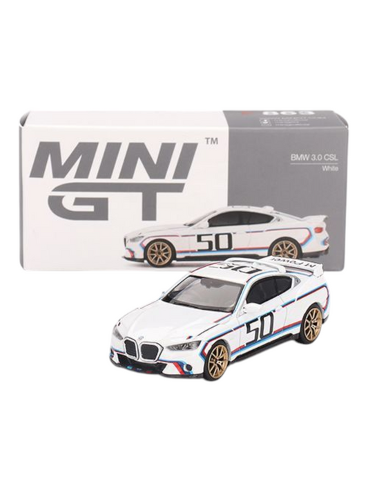 Mini GT BMW 3.0 CSL (White) 1:64 Scale