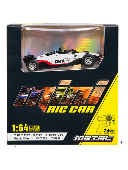 Metal 1:64 Scale RC Racing Car – Metal Alloy Body | 2.4GHz Remote Control | Speed-Regulating Model Car (Yellow/Blue/White)HG4-513