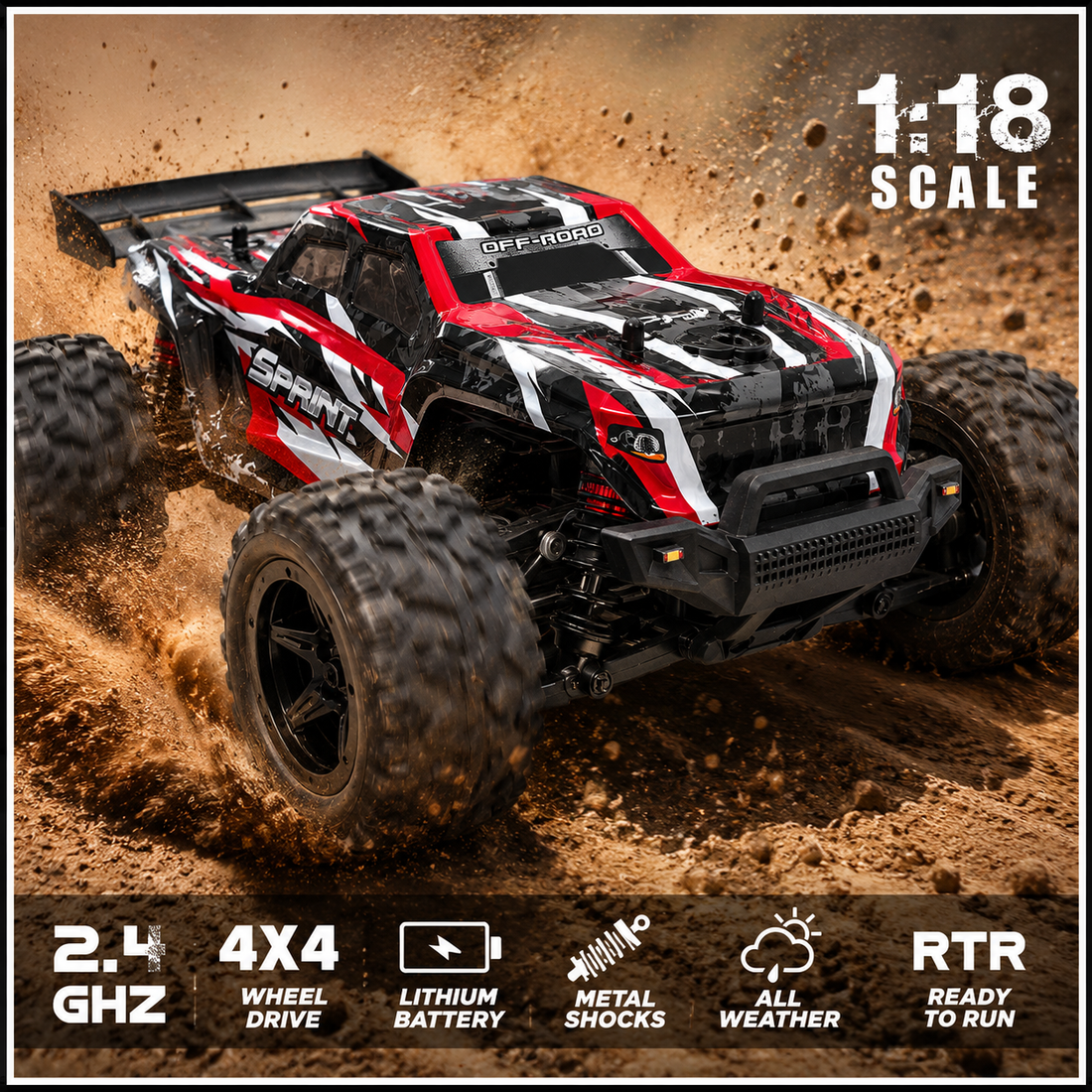 ENOZE Sprint High Speed RC Racing Car (2.4Ghz, 40km/h) Scale 1:18 | Code: 9309E
