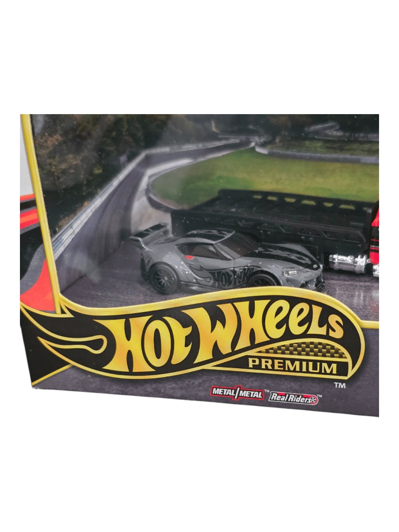 Hot Wheels Premium 4-Piece Die Cast Car Set with Carrier 2020 Toyota GR Supra, Datsun 240Z, Porsche 934.5 1:64 Scale