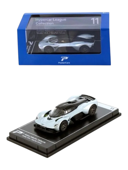Postercars Hypercar League Collection Aston Martin Valkyrie 1:64 Scale / Skyfall Silver ( No 11 )