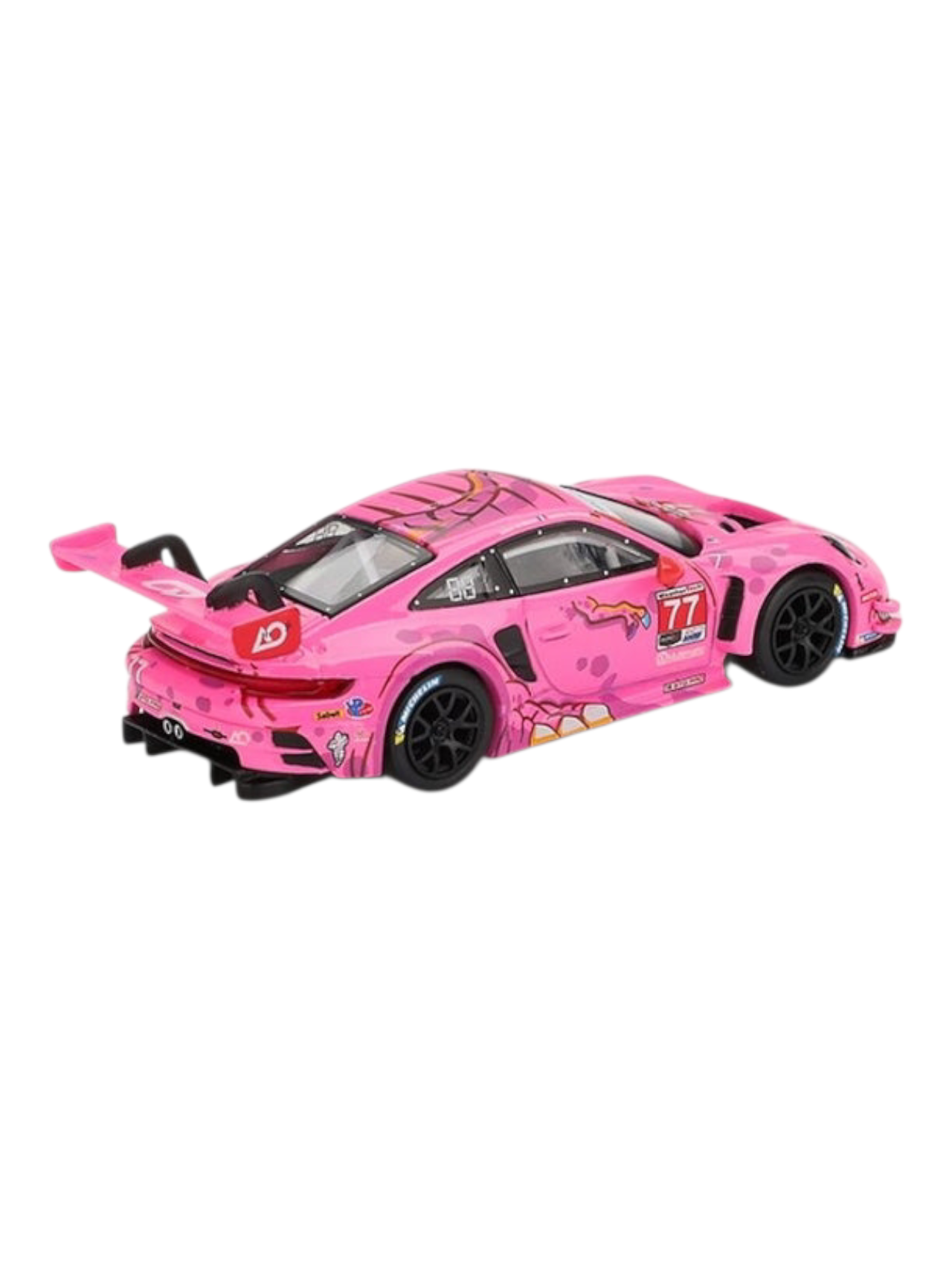 Mini GT #1052: Roxy Porsche 911 GT3 R #77 AO Racing 2024 IMSA Road America 1:64 Scale Box packaging