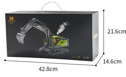 Huina Toys 1661 RC Excavator With 13 Function upgrade Alloy 3.7V 500mAh Li-ion battery ( Play Time: Approx. 20–30 mins (per charge) Remote Controller (batteries not included) USB Charging Cable 1:18 Scale