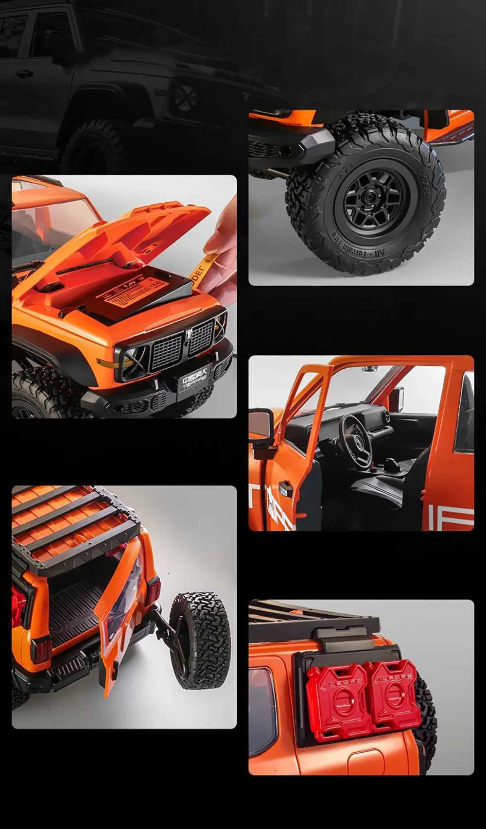 No.MN-300 RC 1:12 Scale 4WD RTR RC Rock Crawler – Off-Road Hobby Grade Truck Realistic LED Lighting System Battery: 7.4V Rechargeable Lithium Battery Remote Control Truck