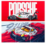Porsche Poster Split Design Pack of 6 Car Poster A4 Size (8.3×11.7inch) Room Decore
