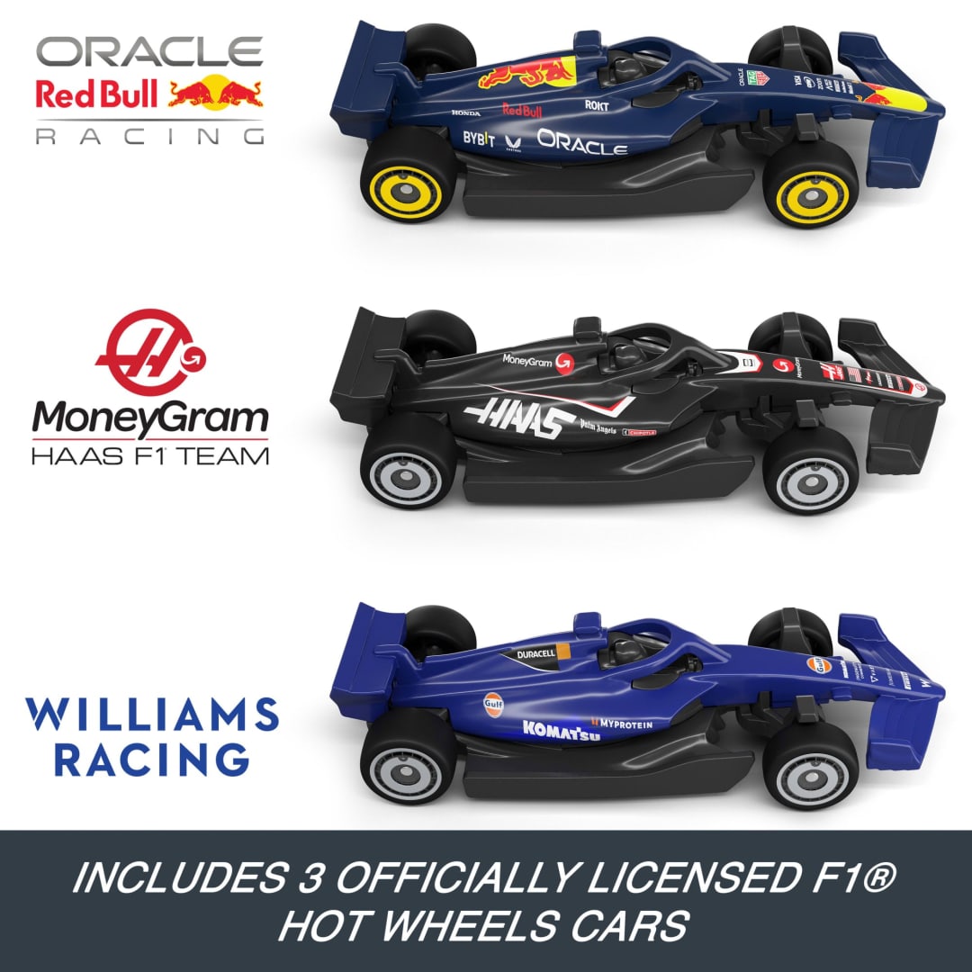 Hot Wheels Race Formula 1 (F1) Grand Prix Circuit Track Set With 3 Die-Cast Cars in 1:64 Scale