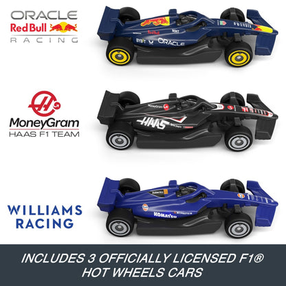 Hot Wheels Race Formula 1 (F1) Grand Prix Circuit Track Set With 3 Die-Cast Cars in 1:64 Scale