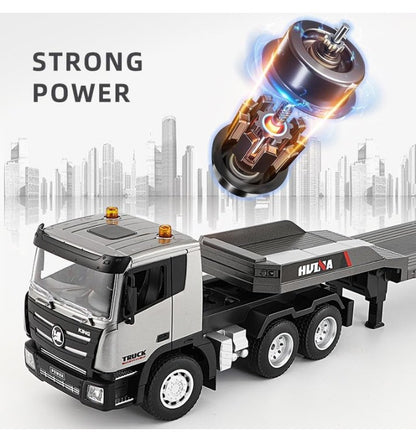 Huina 1318 1:18 RC Tractor Truck 9CH Remote Control Cars with Flatbed Trailer Assembled and Painted Hobby Model