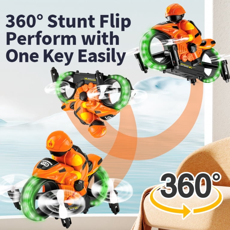 Fireman Flying Motorbike RC Drone Toy – 2.4GHz Remote Control Flying Bike with LED Lights height 30 to 45 meter