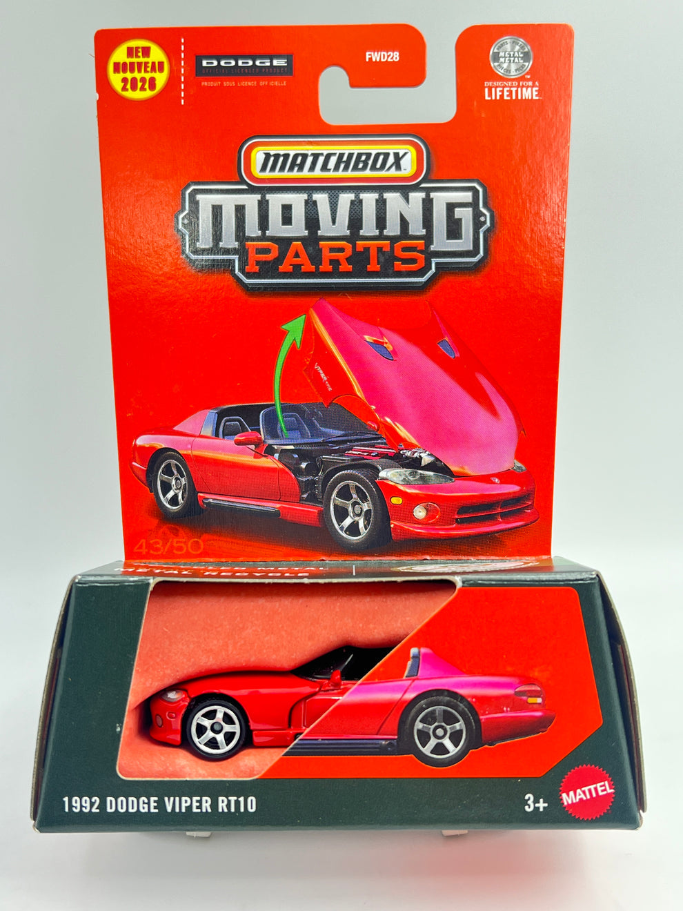 Matchbox The  Moving Parts 1992 Dodge Viper RT10  1:64 Scale Premium Die-Cast with Opening Parts 1:64 Scale