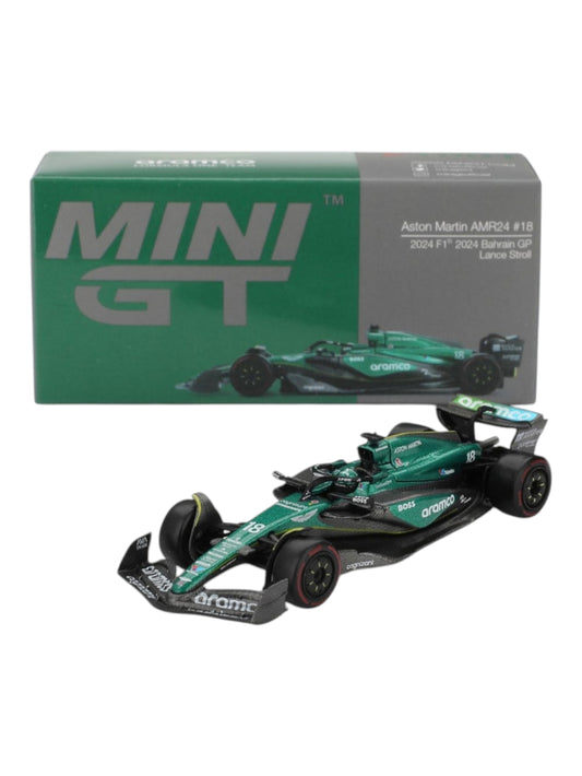 Mini GT Aston Martin amr24#18 2024 bahrain gp lance stroll code-1001 1:64 Scale