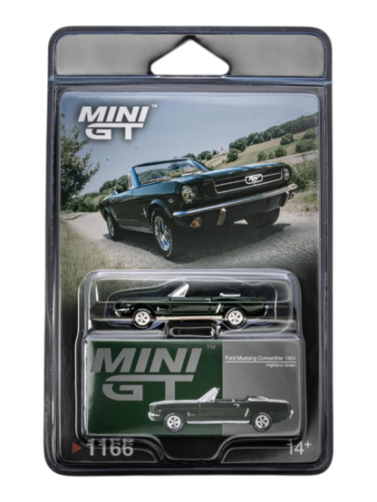 Mini GT #1166: Ford Mustang Convertible 1964 Highland Green LHD 1:64 Scale