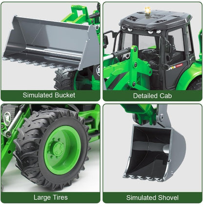 HUINA RC Backhoe Loader Excavator – 9 Function Remote Control Construction Vehicle 1:14 Scale