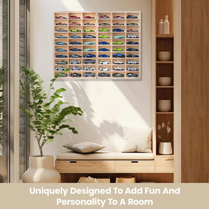 Foldable Wooden 60 Compartment Car Storage Case With Acrylic Cover for 1:64 Scale