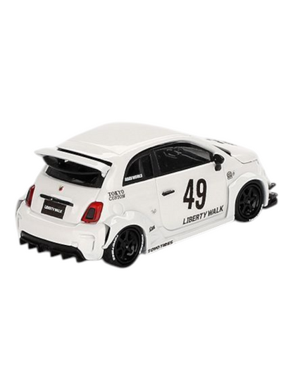 Mini GT LB-Works x Abas Works Abarth 595 Gara White 1:64 Scale