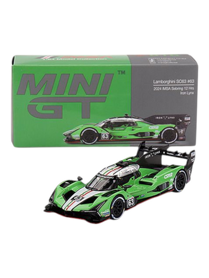 Mini GT Lamborghini SC63 #63 2024 IMSA Sebring 12 Hrs Iron Lynx 1:64 Scale