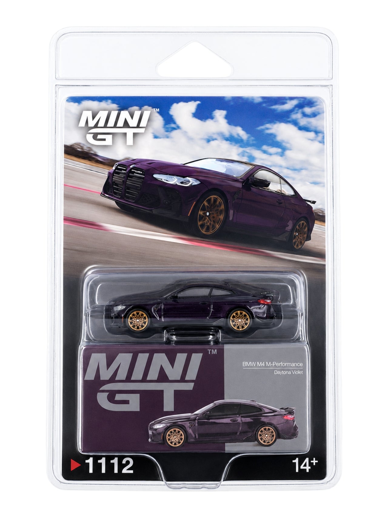 Mini GT #1112: BMW M4 M-Performance G82 Daytona Violet 1:64 Scale