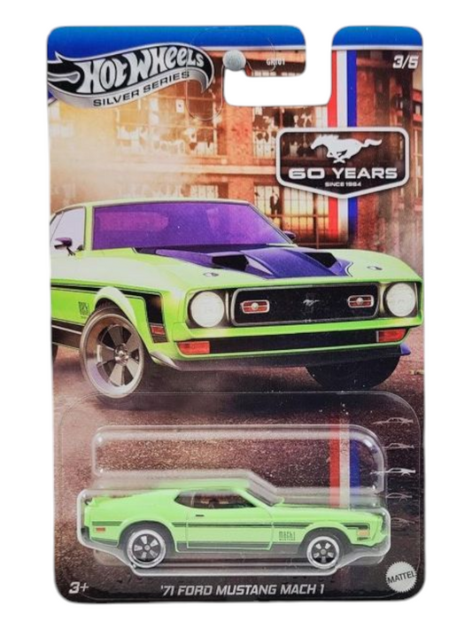 HotWheels Silver Series 60 Years 71 Ford Mustang Mach 1 Imported Mainline Card Art 1:64 Scale