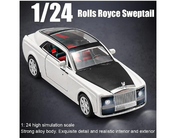 XLG Rolls-Royce 1:24 Scale Luxury Coupe Die Cast Model Car | Openable Doors | Light & Sound | Pull Back Action