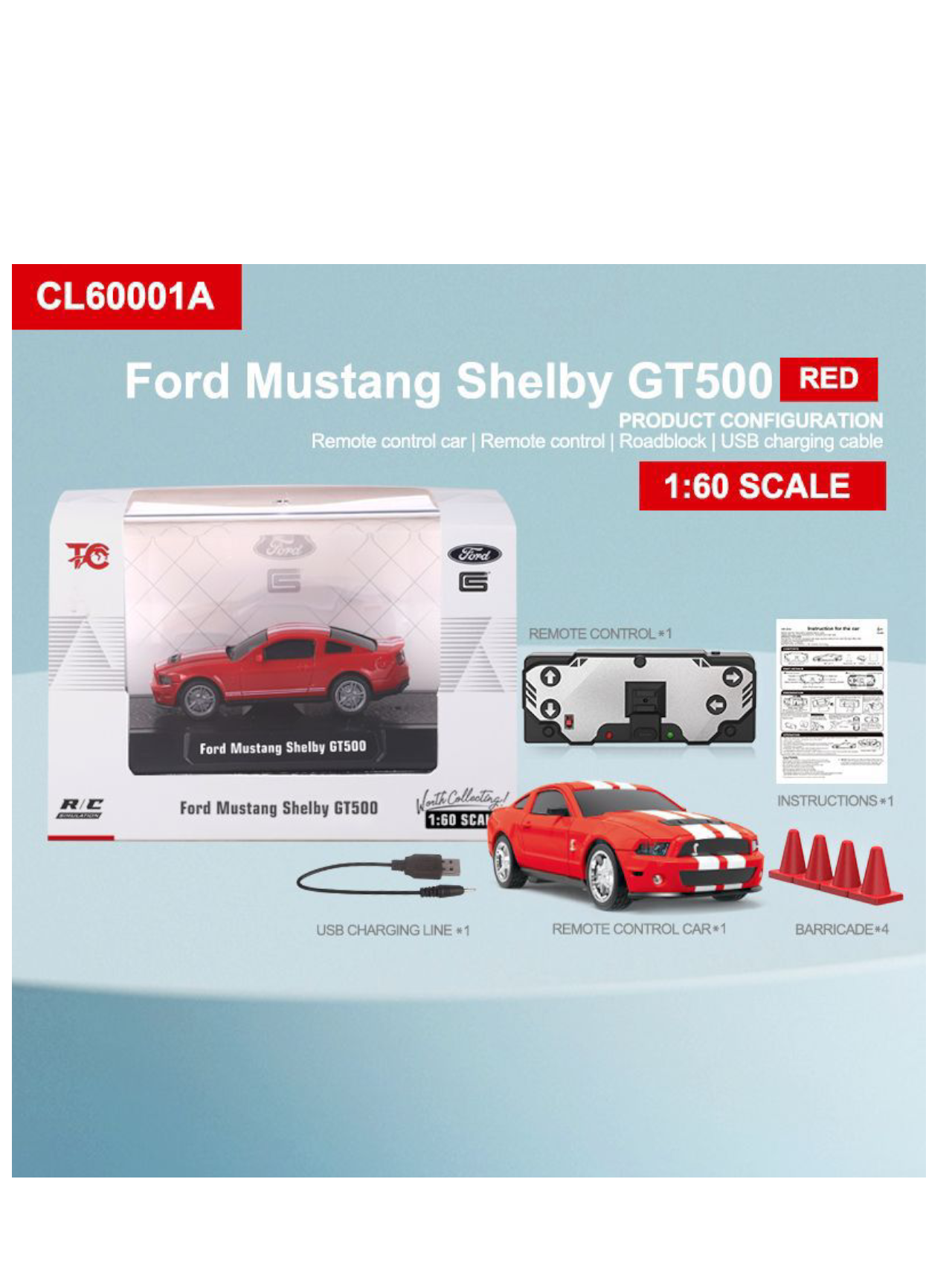 Ford Mustang Shelby GT500 1:60 Scale Remote Control (RC)
