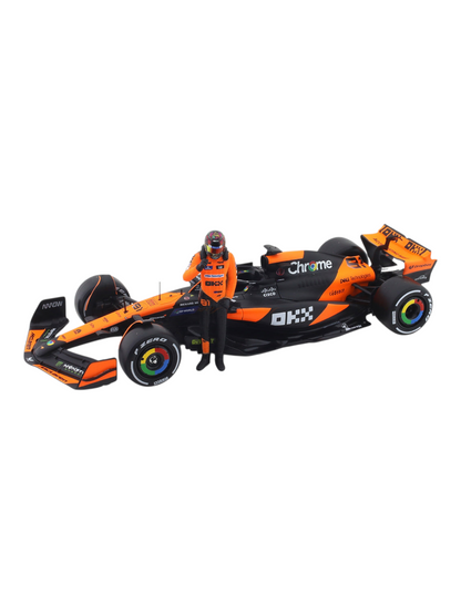 Bburago Formula 1 (F1) 2024 Mclaren MCL38 Miami Grand Prix Driver No-81 Oscar Piastri 1:24 Scale (With Figure)