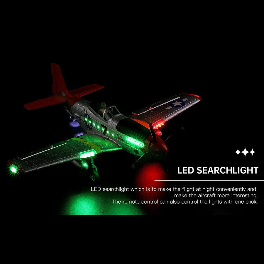Aircraft A280 P-51 Mustang 2.4GHZ Radio Control Rudder Conversion, 3D / 6G Conversion, Light Switch 560 mm' Scale Rc Airplane ( Remote control)