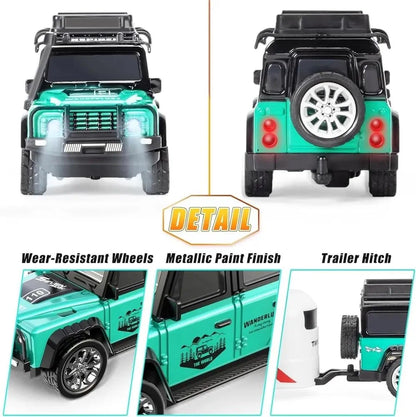 Mini RC 2.4GHz Remote Control Alloy SUV Car with Rechargeable Battery & LED Lights.
