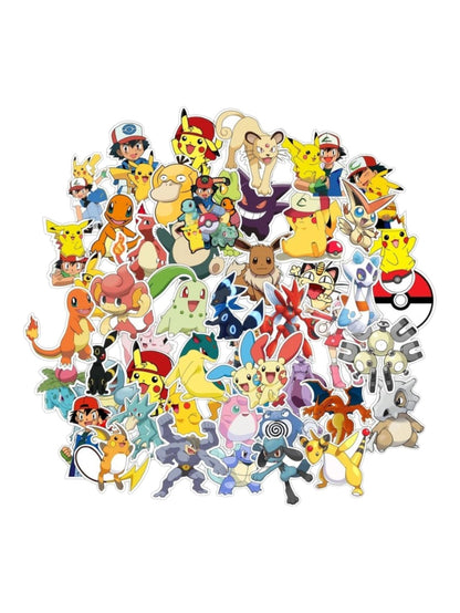 Pokémon Cartoon Sticker Pack for Phone, Laptop & Notebook | Self-Adhesive Vinyl Stickers | Pack of 50