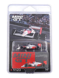 Mini GT #1123: McLaren MP4/4 #11 Alain Prost 1988 Japanese Grand Prix 2nd Place 1:64 Scale