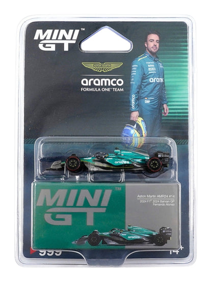 Mini GT Aston Martin amr24 #14 2024 f1 2024 bahrain gp fernando alonso code-999 1:64 Scale