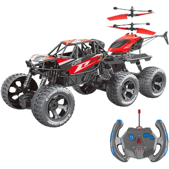 Racing 6 Wheel RC Off Road Vehicle with Automatic Flying Helicopter | Code: V674-A1