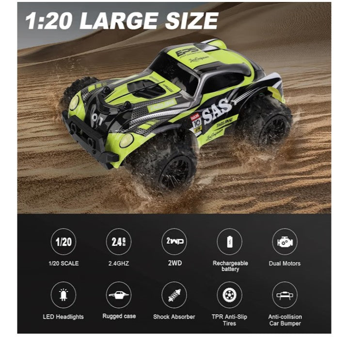 Epoch Racing 1:20 Scale RC Off-Road Buggy – 2.4GHz Remote Control Car, APP Control Full Function, Car